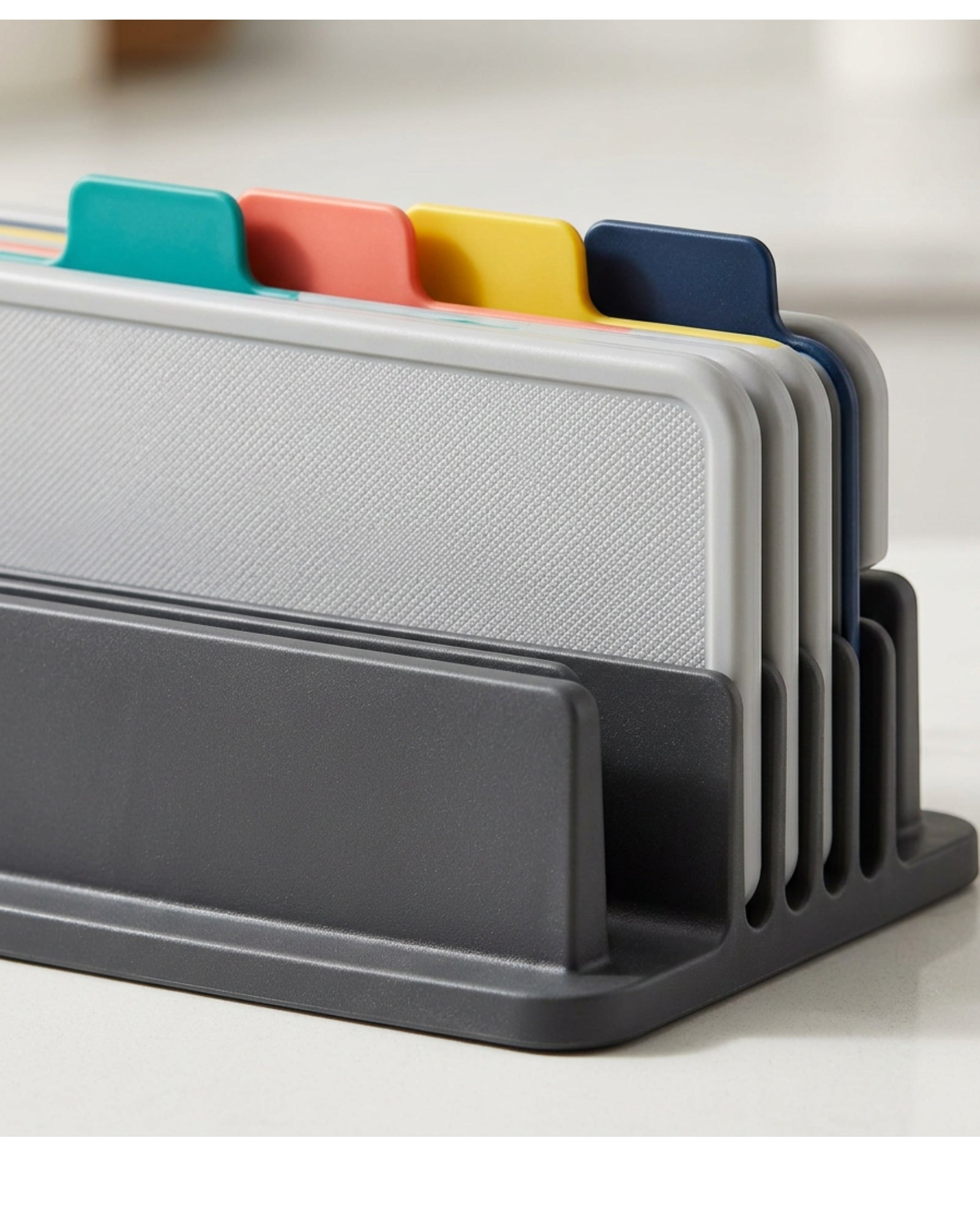 Mesx Colour-Tab Cutting Board Set of 4 with Holder - Detail view