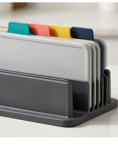 Mesx Colour-Tab Cutting Board Set of 4 with Holder - Detail view